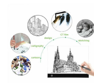 A4 LED Light Pad – Three-Speed Dimming Copy Board for Drawing & Cartoon Tracing (USB Powered)