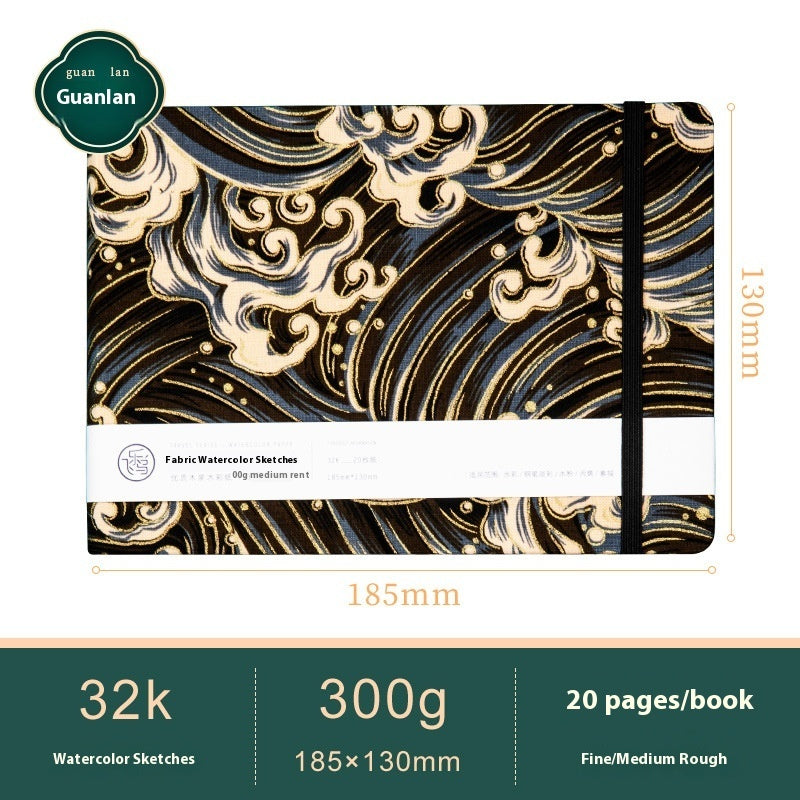 Feiluniao Watercolor Notebook – Handmade Fabric Mini Sketchbook for Watercolor, Character Sketching, Graffiti & Travel Drawing