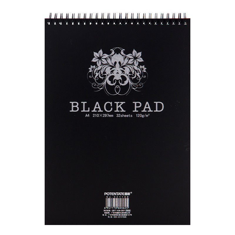 Vintage Black Paper Watercolor Sketch Pad – Premium Dark Art Drawing Book
