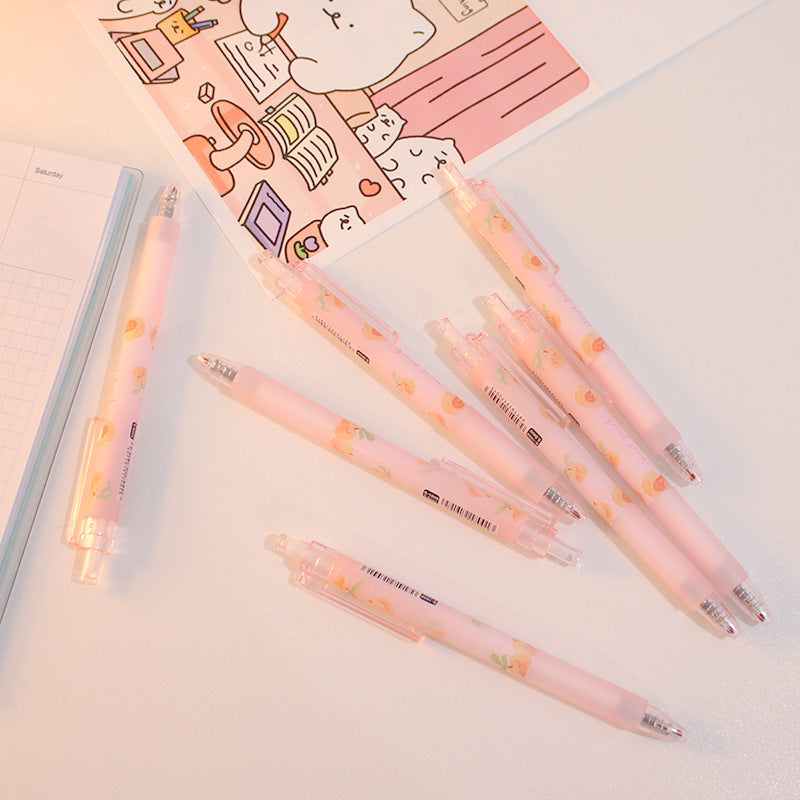 Kawaii Peach Gel Pen – Korean Press Gel Ink Rollerball Pen for Writing, Note-Taking, School & Office Supplies