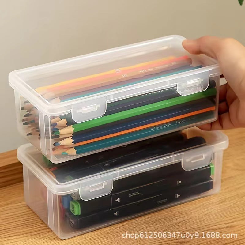 Stationery Storage Box Large Capacity Transparent Pencil Color Lead Children's Wax Drawing Sketch Bags