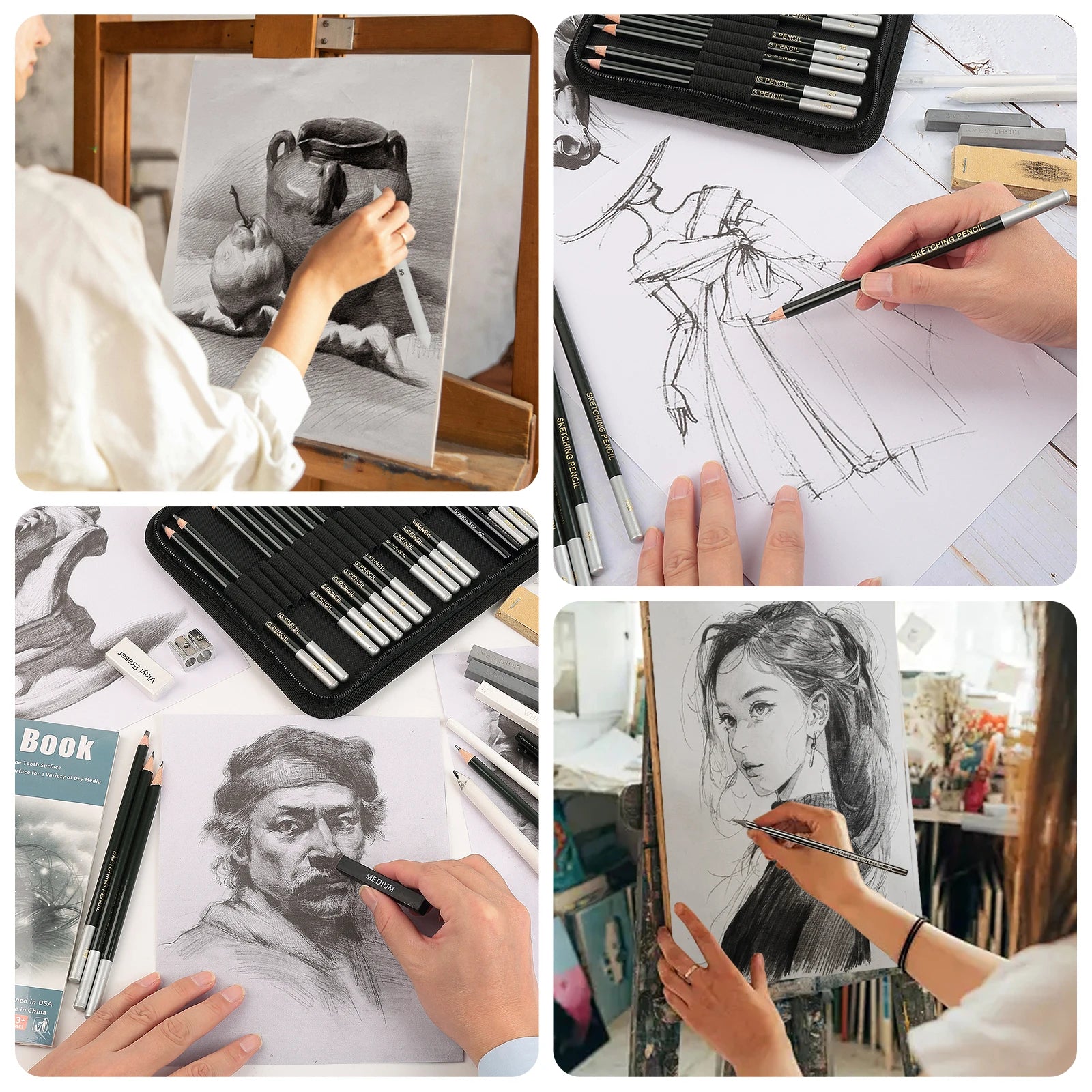 Drawing & Sketching Art Set – 70/54/25/20/12 Pcs Professional Pencil Kit for Artists, Beginners & Kids | Complete Coloring & Sketching Tool Set