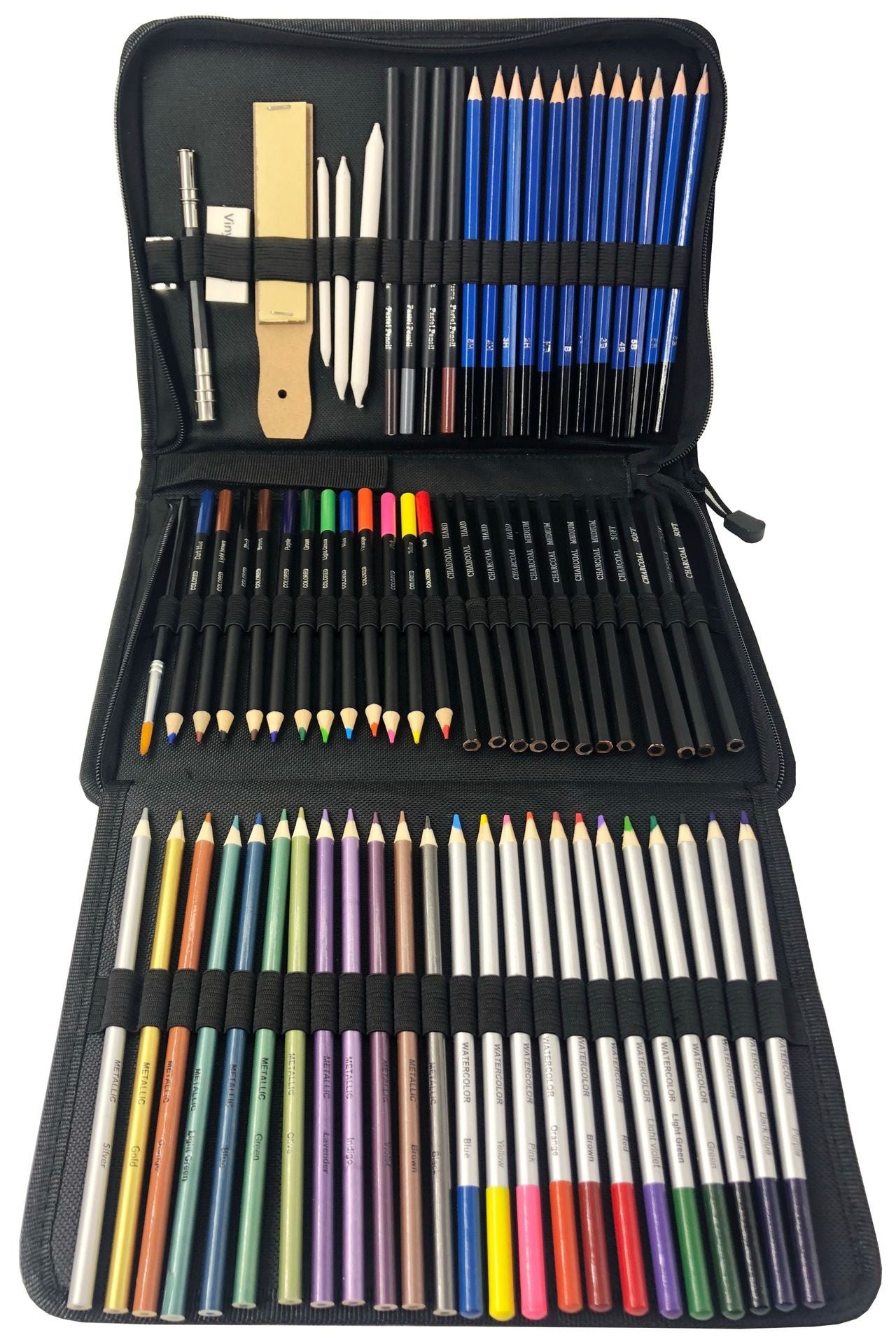 72-Piece Art Pencil & Charcoal Set – Complete Sketching & Painting Kit