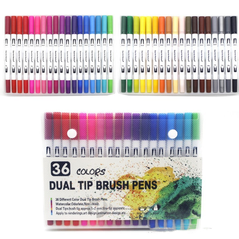 100 Colors Watercolor Brush Markers – Dual-Tip Brush & Fineliner Pens