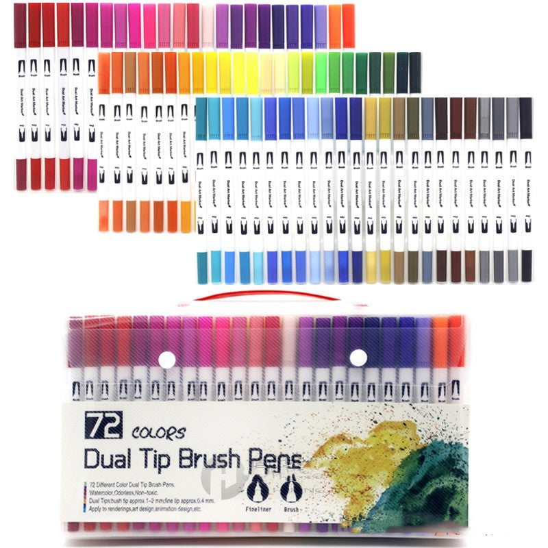 100 Colors Watercolor Brush Markers – Dual-Tip Brush & Fineliner Pens