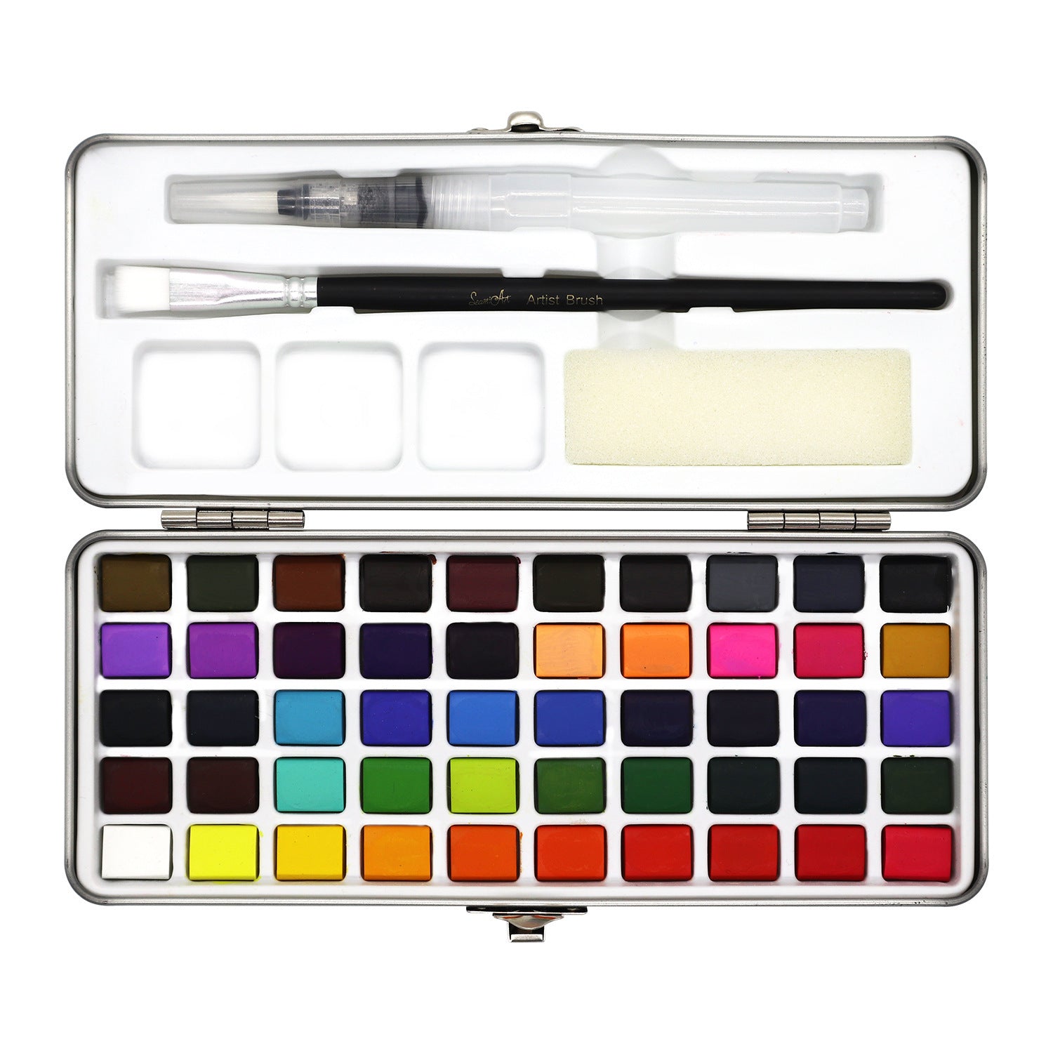 50-Color Solid Watercolor Paint Set – Portable Sketch Art Palette
