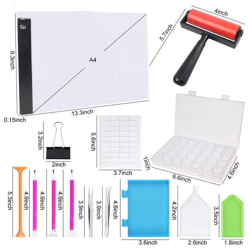 59PCS Diamond Painting A4 LED Light Pad Kit DIY Dimmable Lig