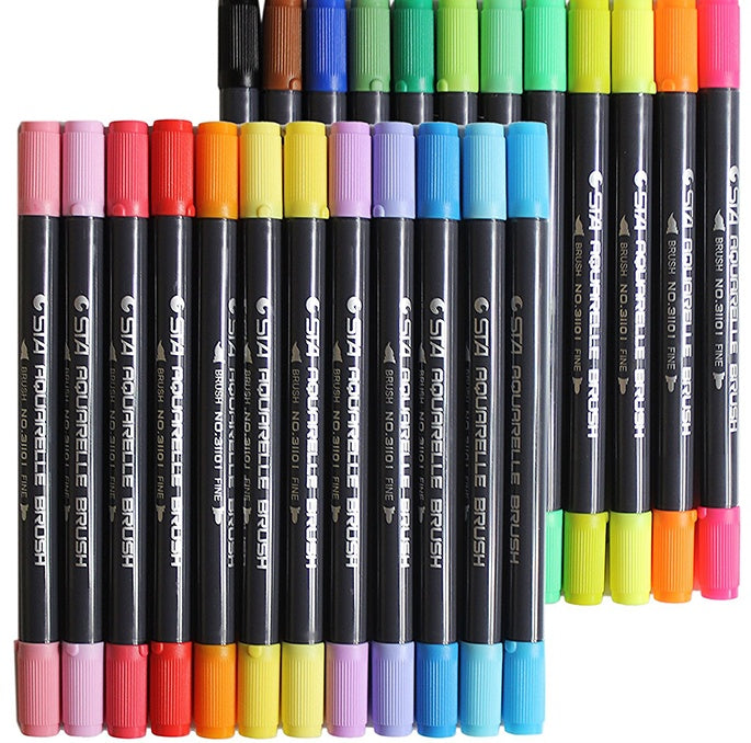 STA 80 Colors Water-Based Sketch Marker Pens – Twin Tip Fine & Brush Markers for Manga, Illustration, Graphic Design & Art Projects