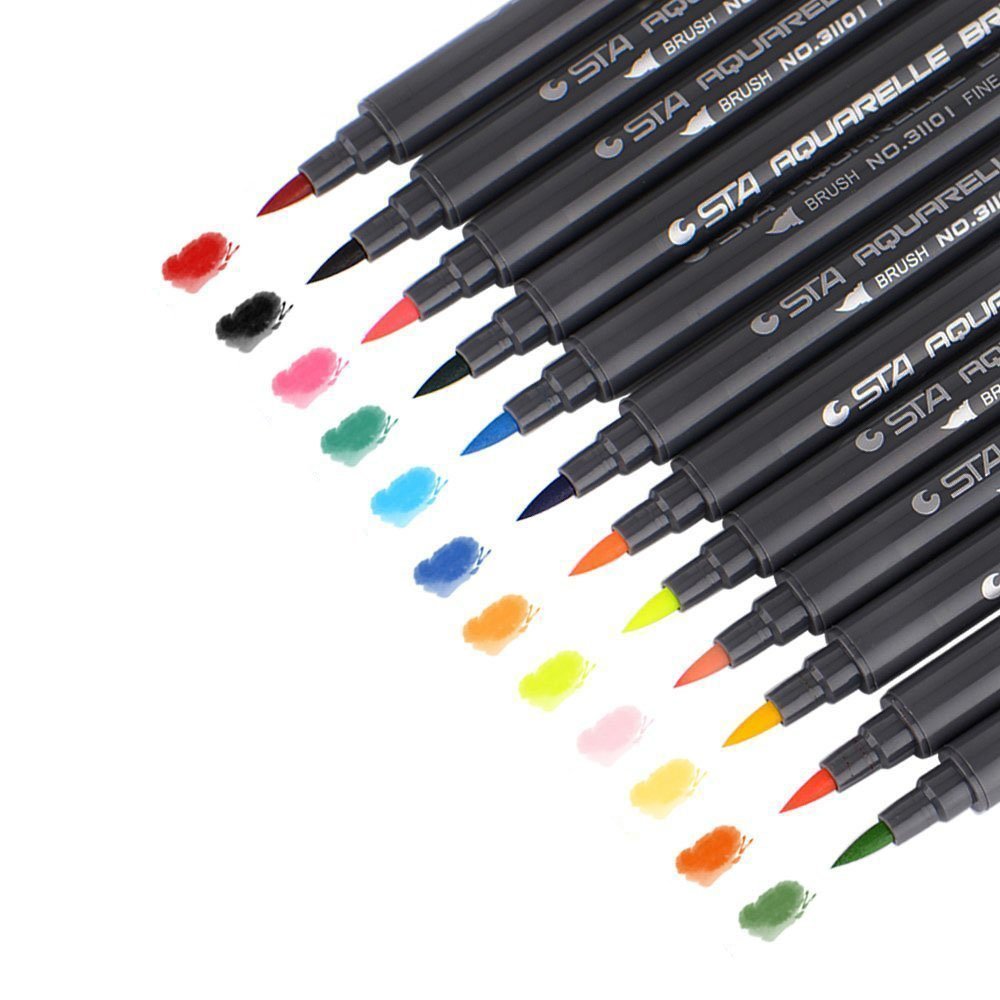 STA 80 Colors Water-Based Sketch Marker Pens – Twin Tip Fine & Brush Markers for Manga, Illustration, Graphic Design & Art Projects