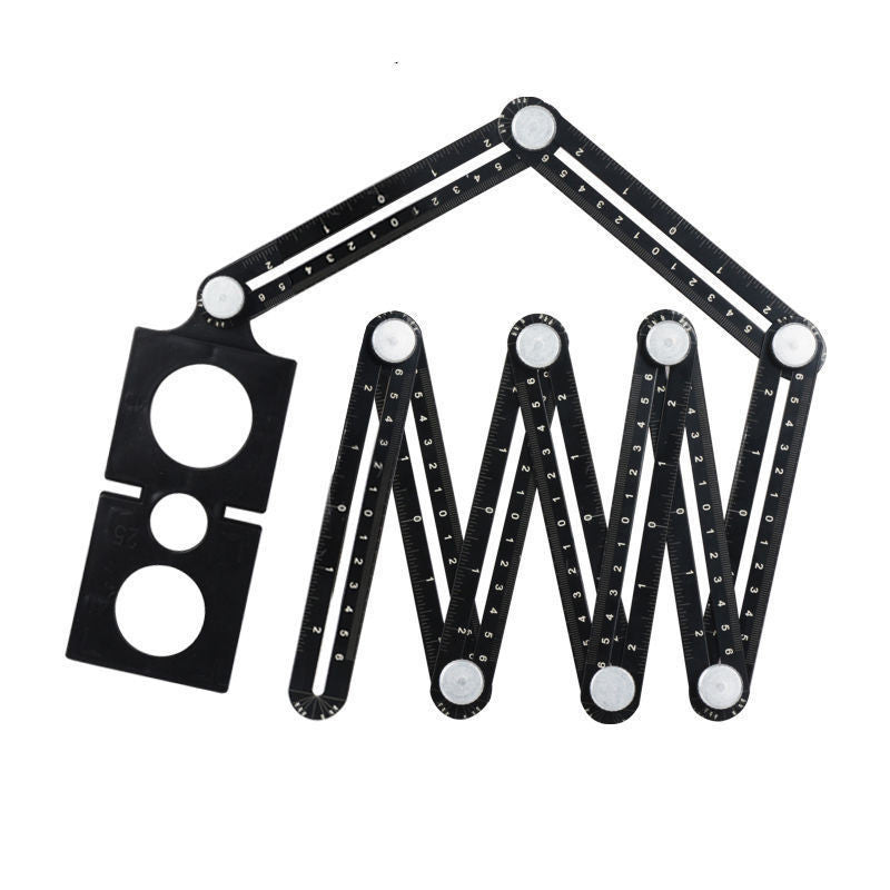 6-Fold Multi-Function Folding Ruler – Perforated Section Measuring Tool