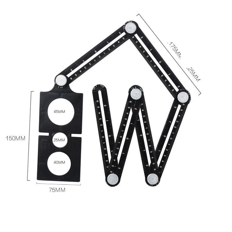 6-Fold Multi-Function Folding Ruler – Perforated Section Measuring Tool