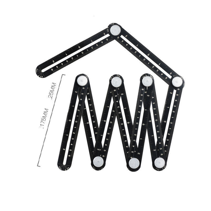 6-Fold Multi-Function Folding Ruler – Perforated Section Measuring Tool