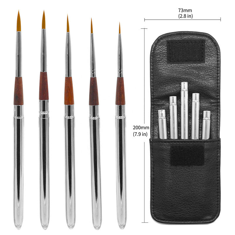 Yihuale Portable Watercolor Brush Set – Round Head & Hook Liner Pens (5-Pack)