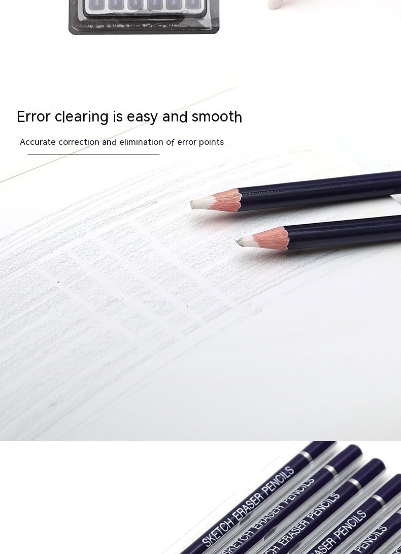 6-Piece Erasable Sketch Pen & Rubber Set – Art Student Pencil & Eraser Kit