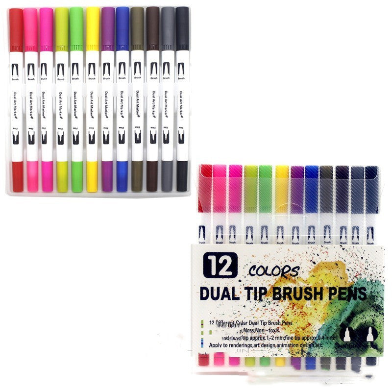 100 Colors Watercolor Brush Markers – Dual-Tip Brush & Fineliner Pens