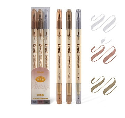 Dual-Tip Art Markers – Vintage Colored Watercolor Brush Pens