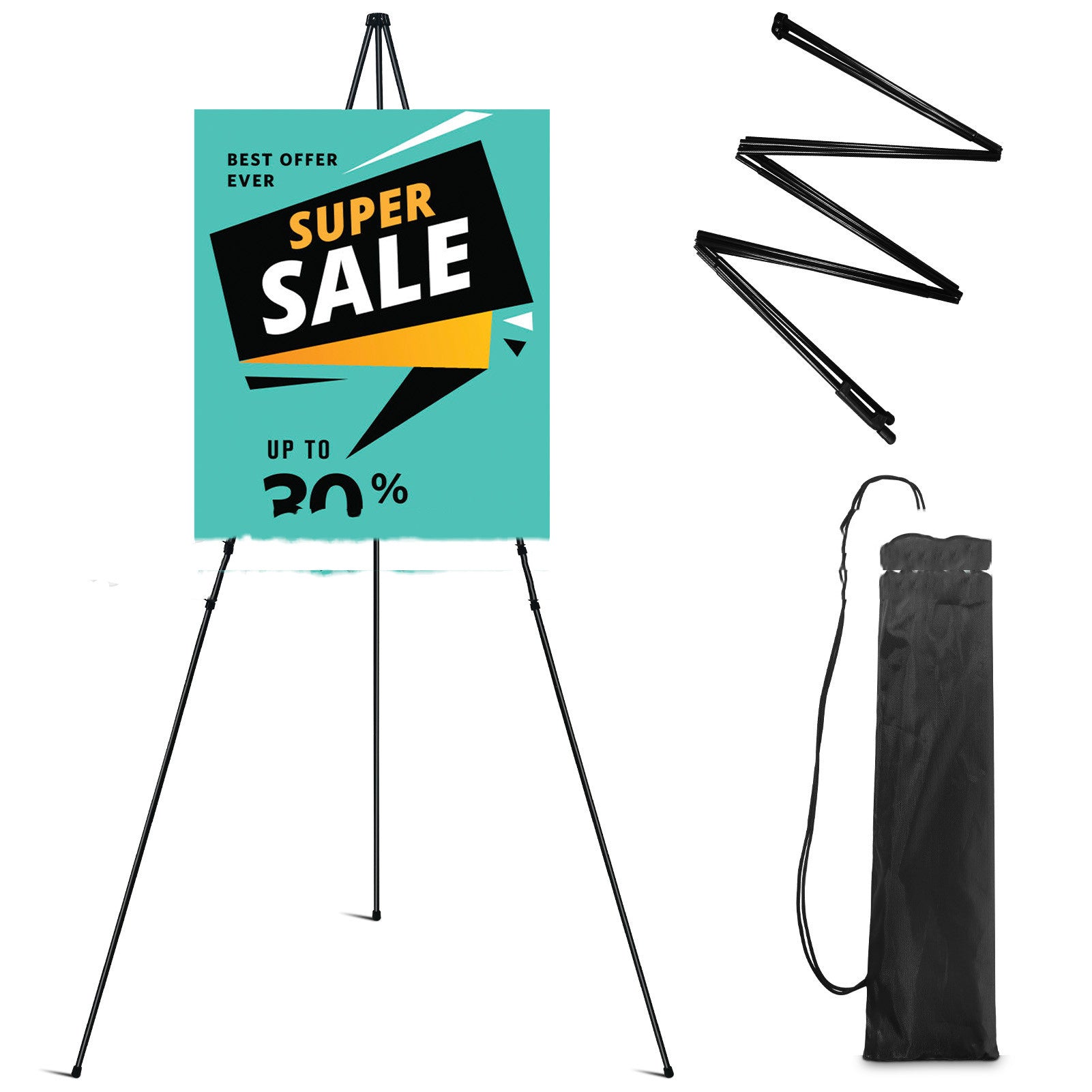 63-Inch Portable Foldable Easel – Adjustable Art Display Stand