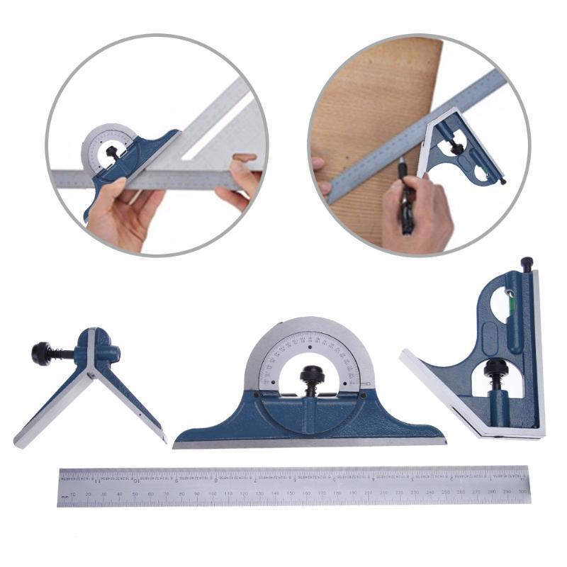 4pcs Ruler Set 180 Degree Protractor Combination Square Prot