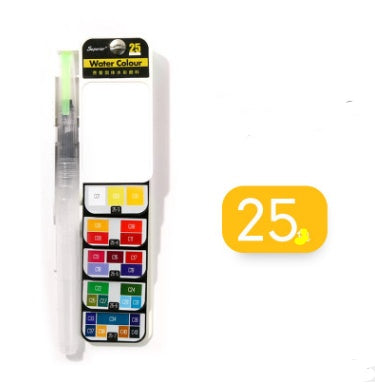 Solid Watercolor Paint Set with Water Brush – Foldable Travel Art Kit