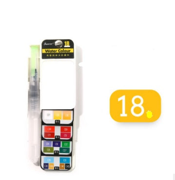 Solid Watercolor Paint Set with Water Brush – Foldable Travel Art Kit