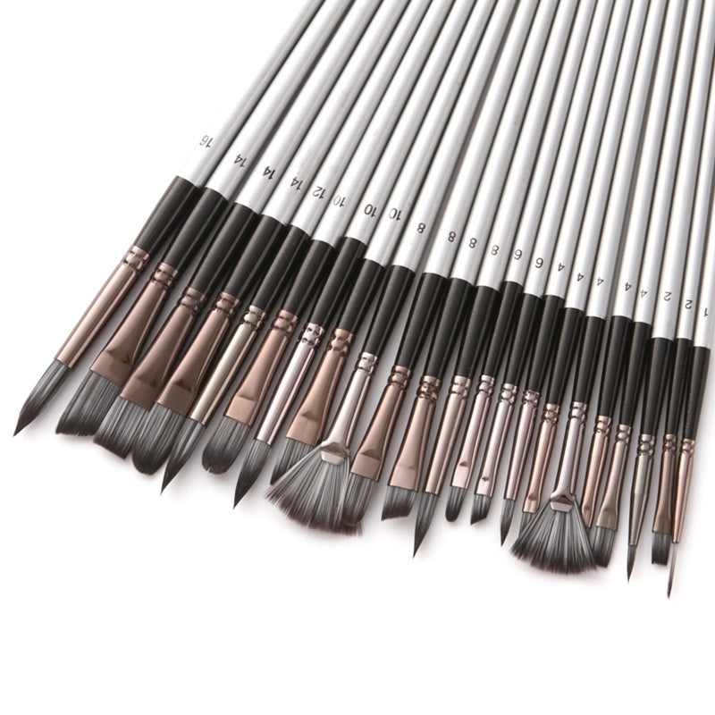 Silver-Grey Rod Paint Brush – Oil, Gouache & Watercolor Art Brush