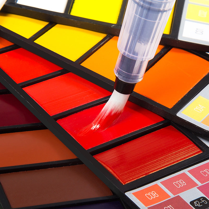 Solid Watercolor Paint Set with Water Brush – Foldable Travel Art Kit