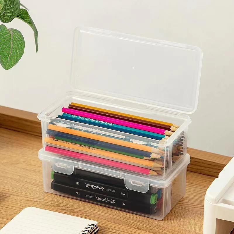 Stationery Storage Box Large Capacity Transparent Pencil Color Lead Children's Wax Drawing Sketch Bags