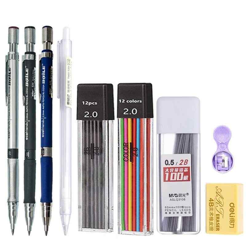 Mechanical Pencil Set 20mm – 2B Black & Color Lead Refills