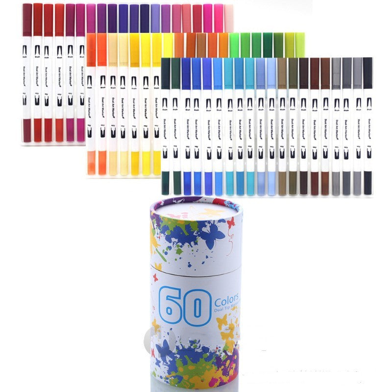 100 Colors Watercolor Brush Markers – Dual-Tip Brush & Fineliner Pens