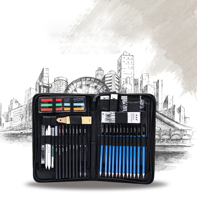 72-Piece Art Pencil & Charcoal Set – Complete Sketching & Painting Kit