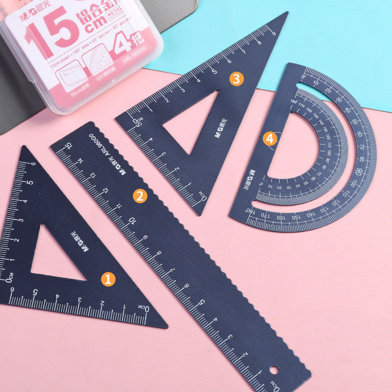 Aluminum Alloy Set Ruler Student Stationery