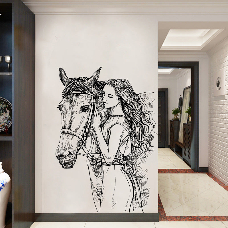 Family Horse Sketch Wall Sticker – Elegant Home Decor
