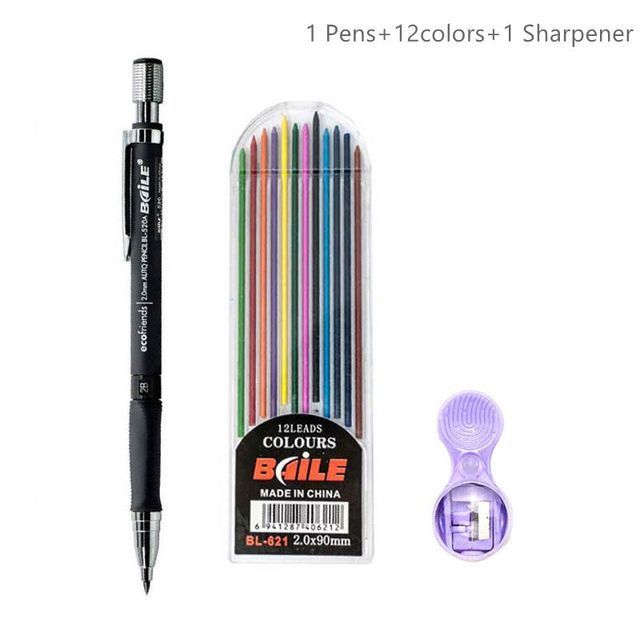 20mm Mechanical Pencil Set – 2B Automatic Pencil with Colored Barrels