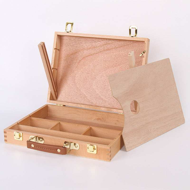 Portable Easel Sketch Box – Wooden Oil Painting Case for Artists