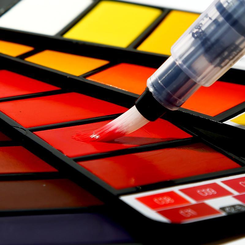 Solid Watercolor Paint Set with Water Brush – Foldable Travel Art Kit