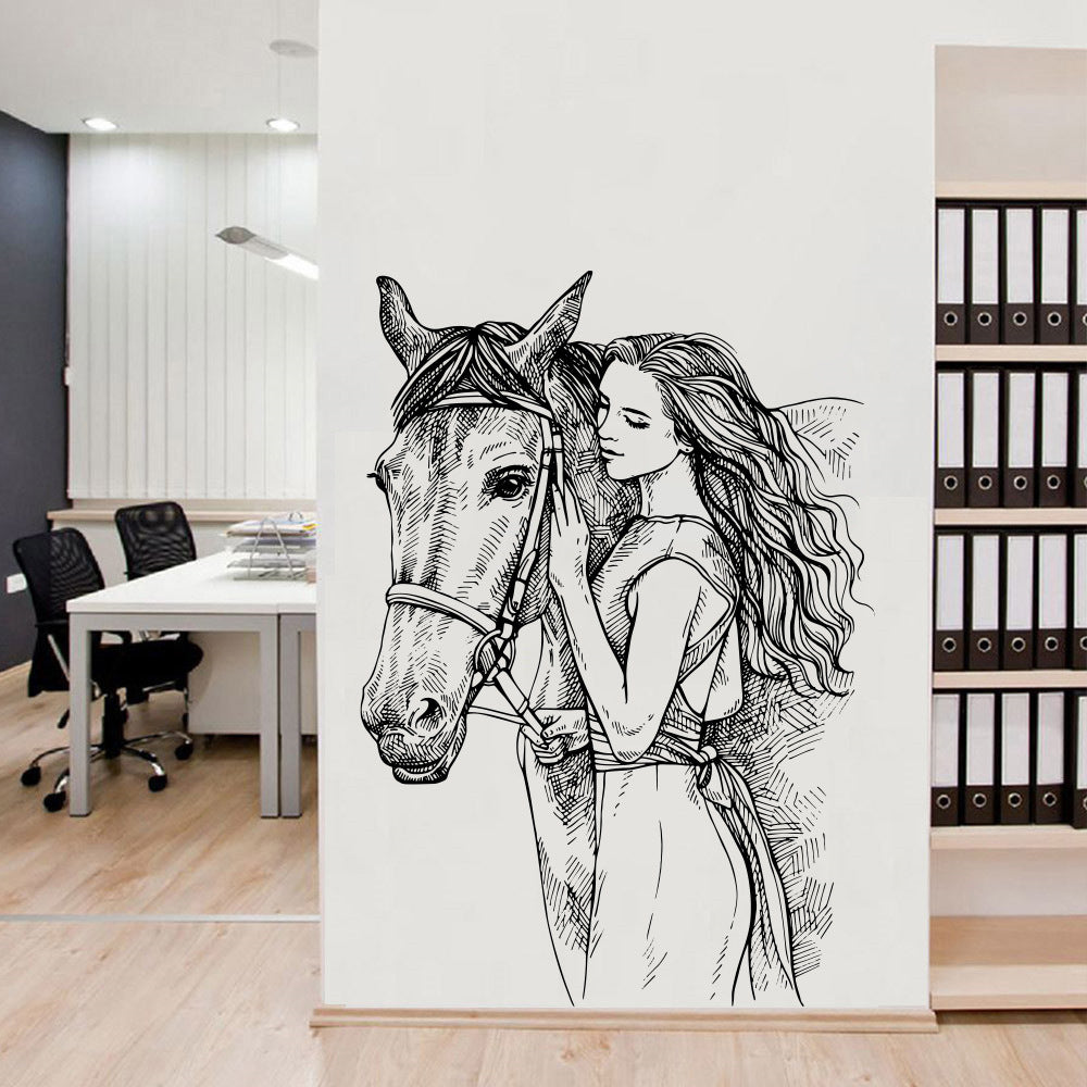 Family Horse Sketch Wall Sticker – Elegant Home Decor