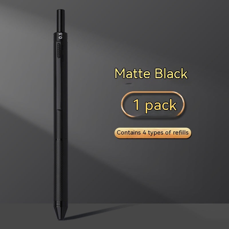 4-in-1 Gravity Induction Metal Pen – Multifunction Gel & Ballpoint Press Pen for Writing and Office Use