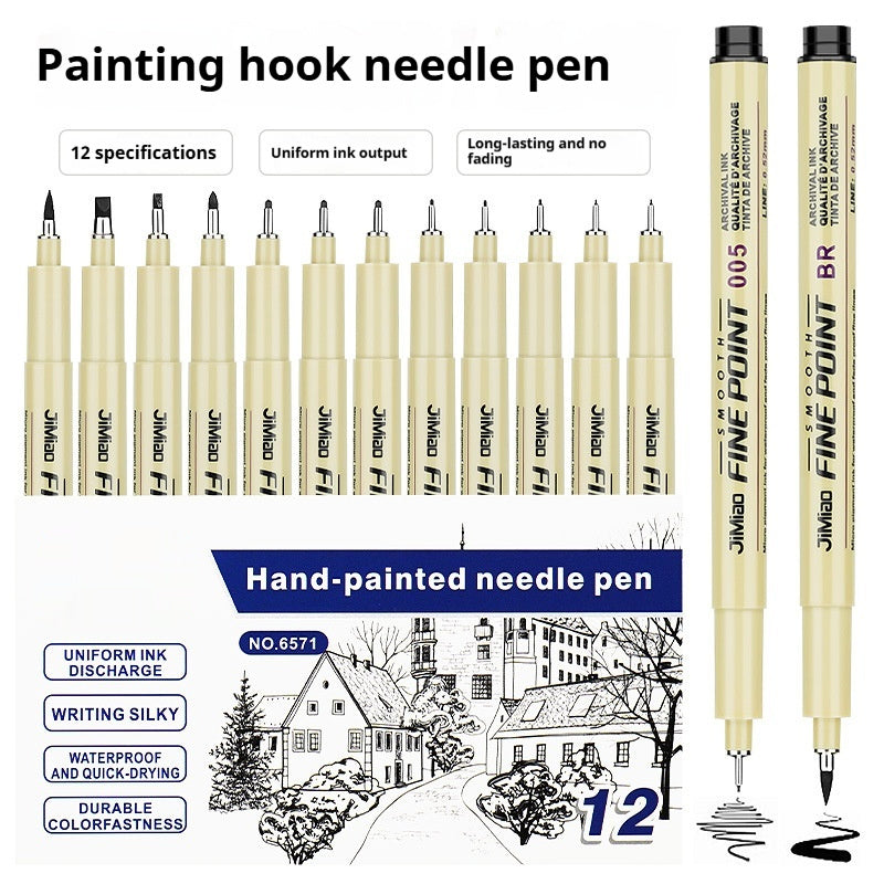 Waterproof Hook Line Drawing Pen – Fine Tip Cartoon & Sketch Ink Pen