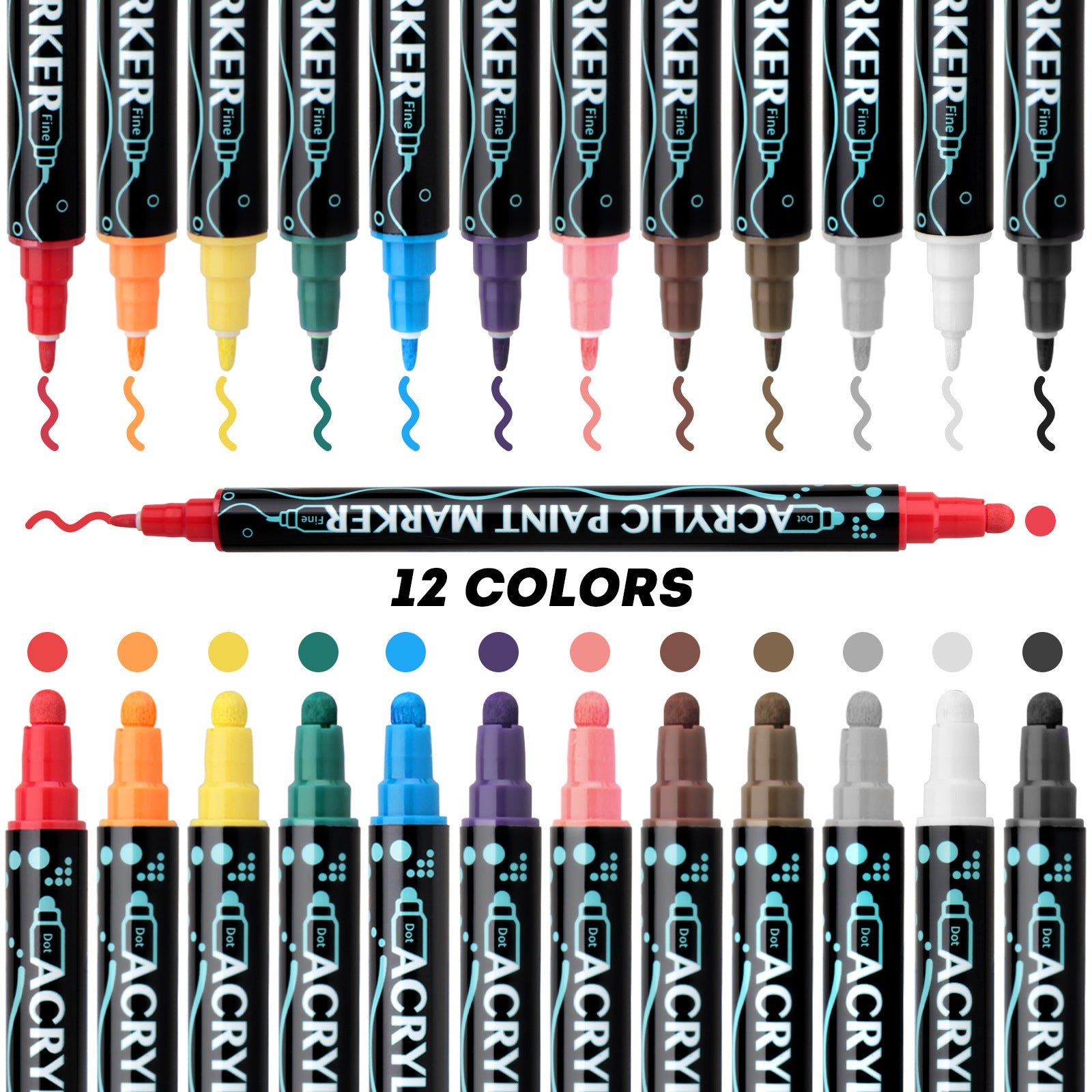 Double-Head Acrylic Marker Pen – Stackable Water-Based Paint Brush