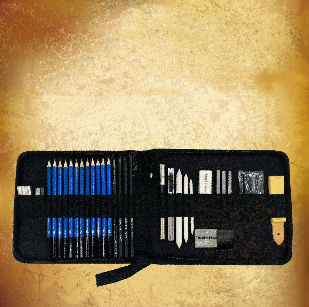 33-Piece Sketch Pencil Set – Complete Art Supplies Kit for Beginners