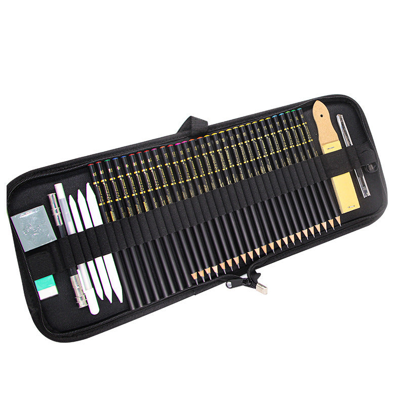 41-Piece Sketch Pencil Set in Cloth Bag – Complete Drawing Kit