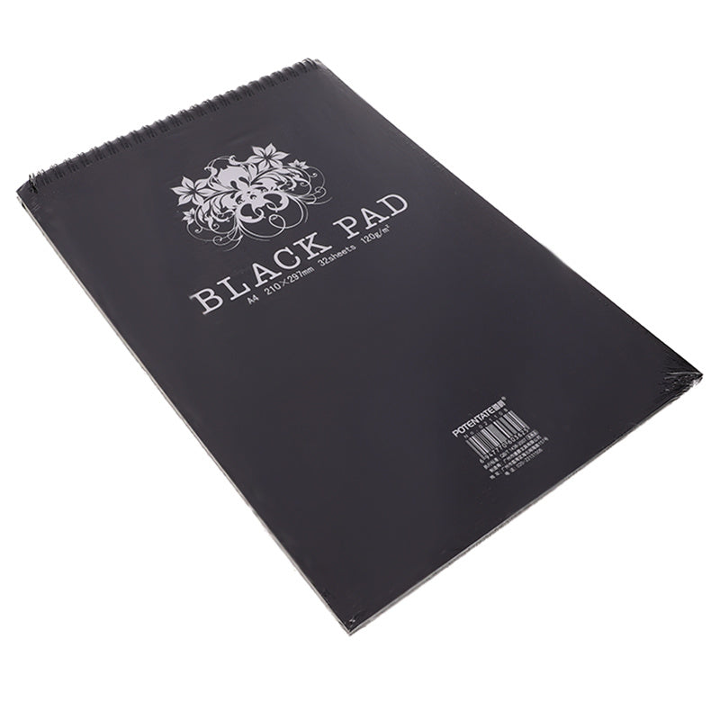 Vintage Black Paper Watercolor Sketch Pad – Premium Dark Art Drawing Book