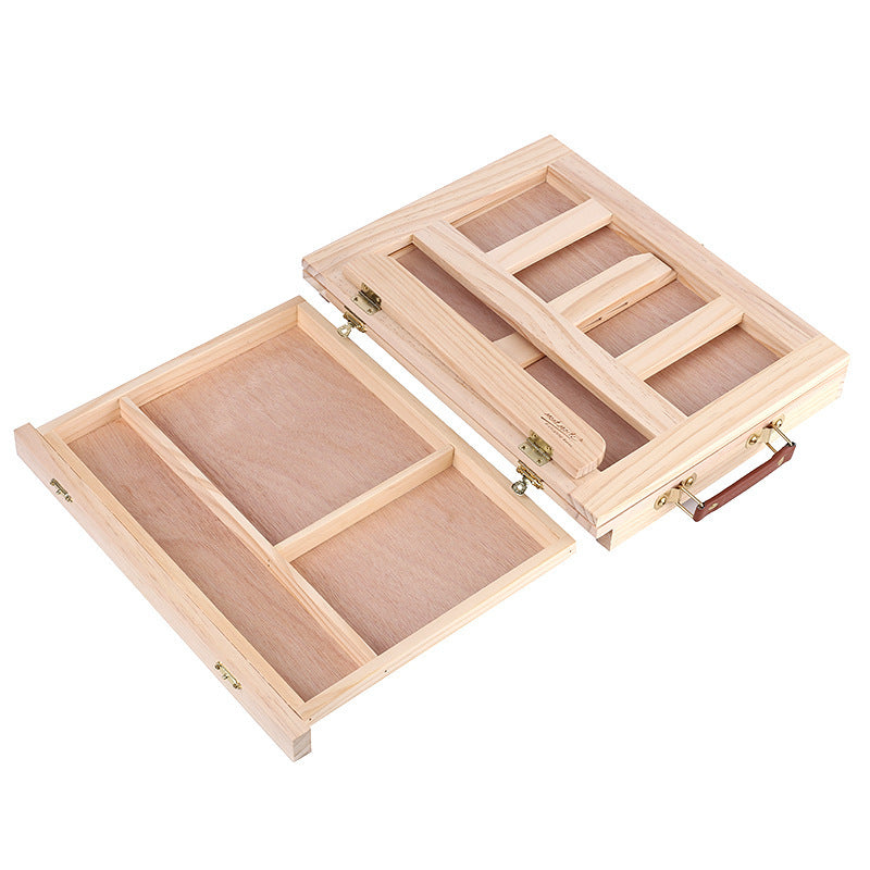 Desktop Pine Easel with Drawer – Small Folding Oil Painting Box for Artists