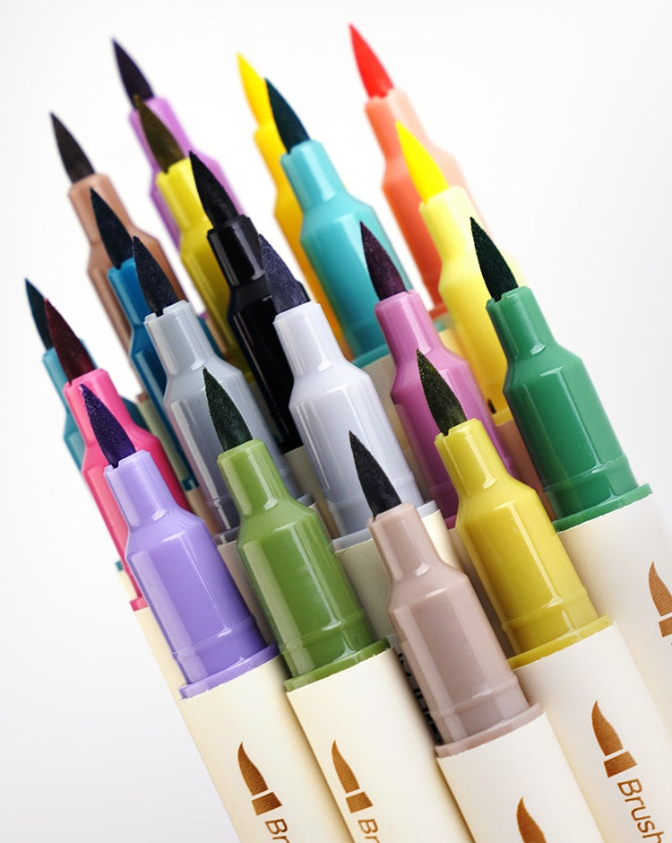 Dual-Tip Art Markers – Vintage Colored Watercolor Brush Pens