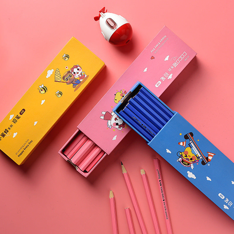 Colored Wooden HB Pencils – Hexagonal Rod Design for Students & Artists