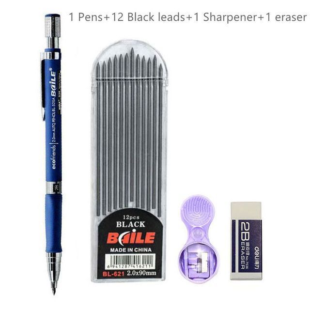 20mm Mechanical Pencil Set – 2B Automatic Pencil with Colored Barrels