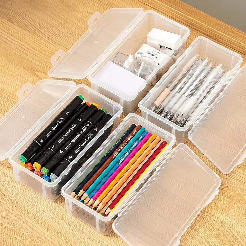 Stationery Storage Box Large Capacity Transparent Pencil Color Lead Children's Wax Drawing Sketch Bags