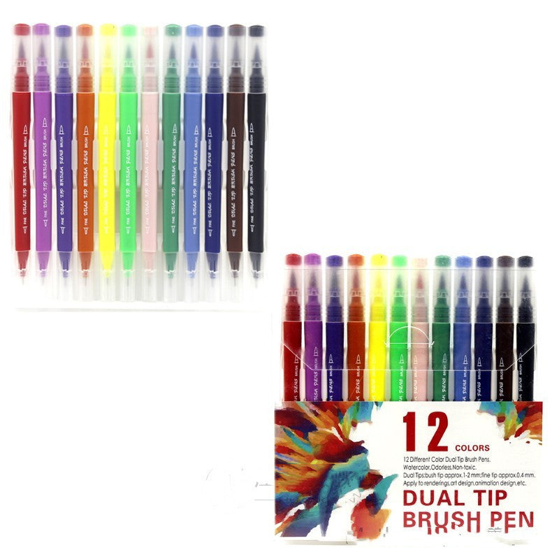 100 Colors Watercolor Brush Markers – Dual-Tip Brush & Fineliner Pens