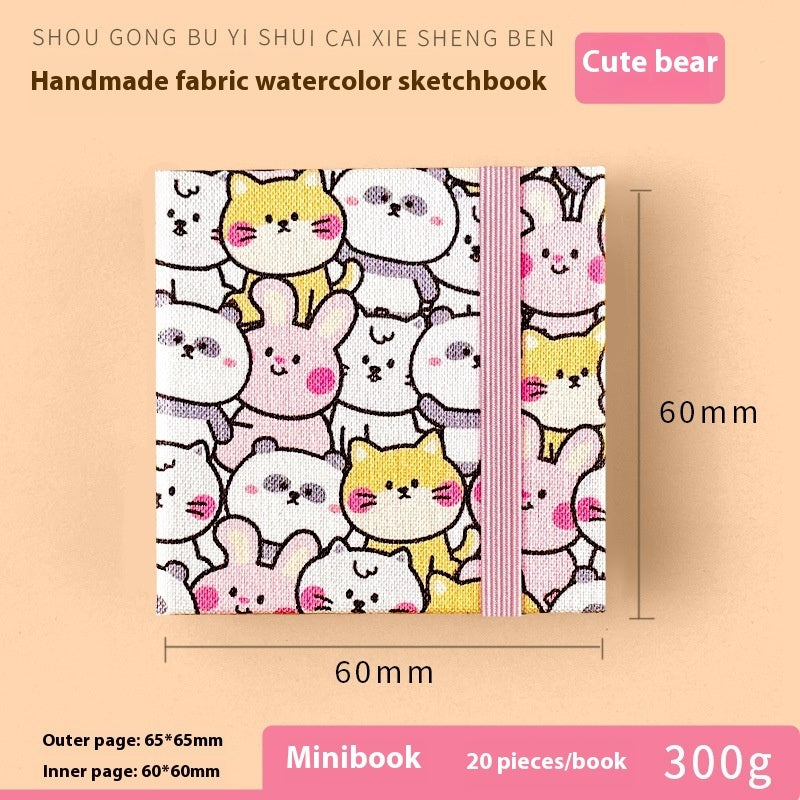Feiluniao Watercolor Notebook – Handmade Fabric Mini Sketchbook for Watercolor, Character Sketching, Graffiti & Travel Drawing