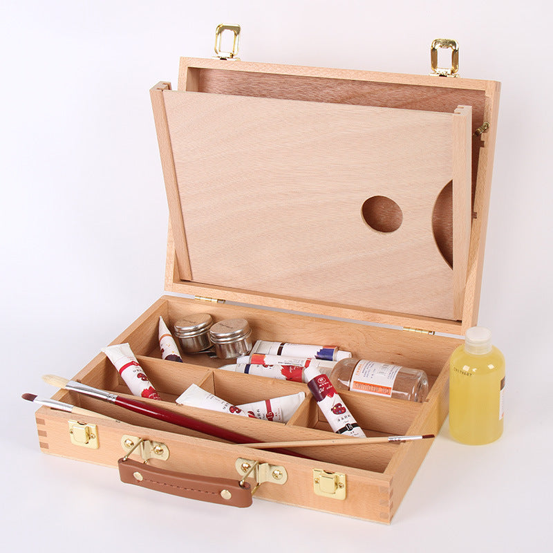 Portable Easel Sketch Box – Wooden Oil Painting Case for Artists